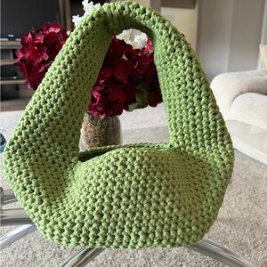 Handmade Crocheted Green Tote Bag